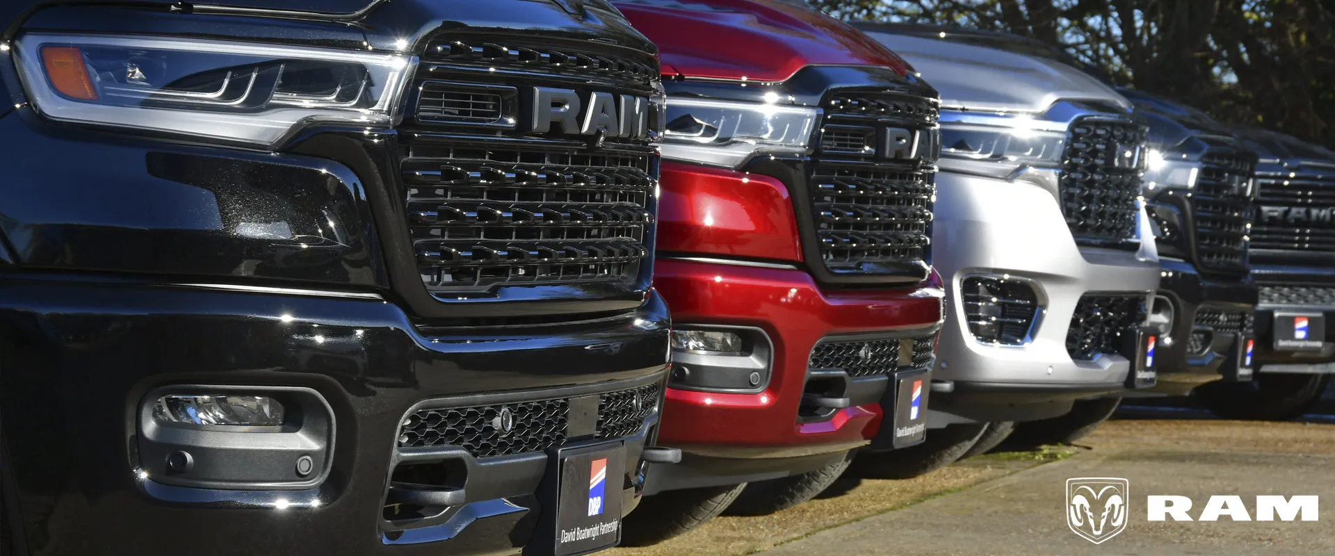 New Ram Pickups outside official Dodge and Ram Dealer in the UK - David Boatwright Partnership